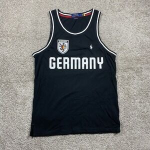 Polo Ralph Lauren Germany Black Tank Top Jersey Shirt Men's Small Patch Country